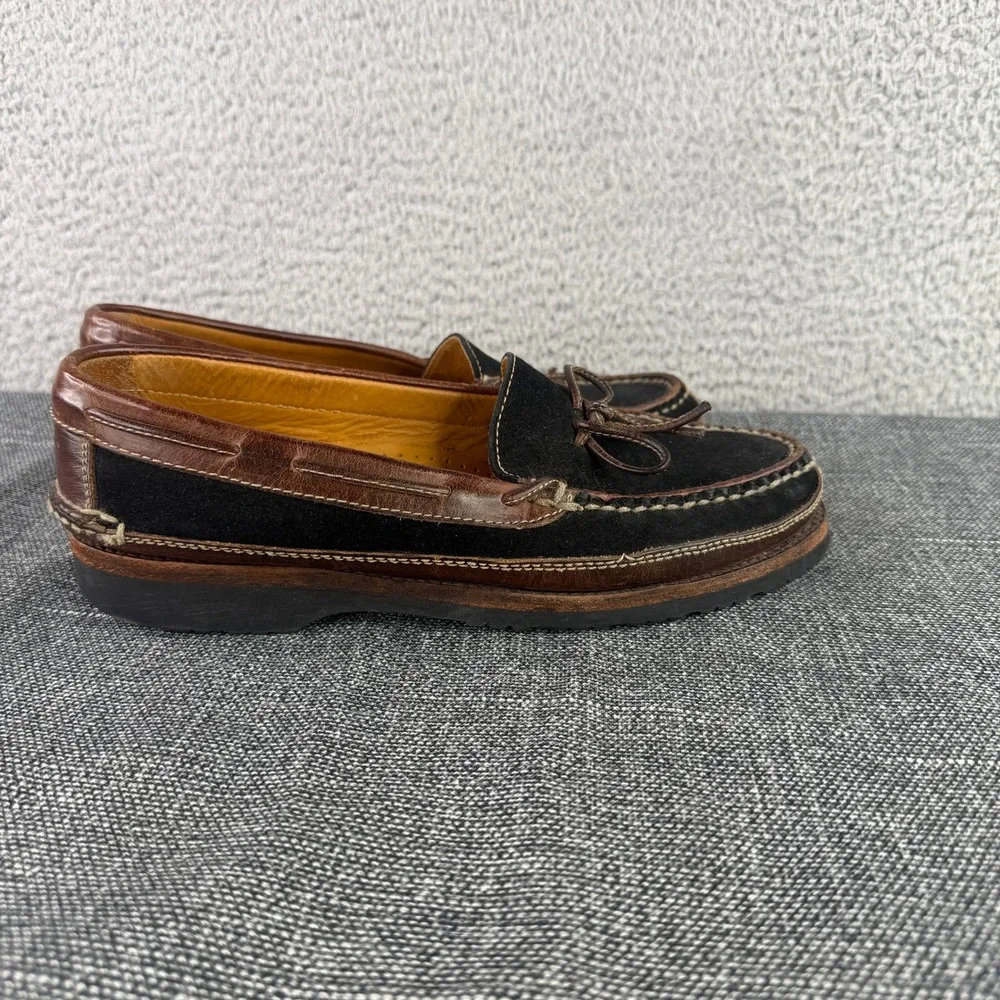 Cole Haan Boat Shoes Mens 8.5 M Black Brown Suede Leather Vibram 12682 Brazil